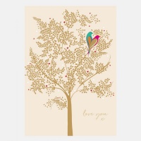 Birds In A Gold Tree Love You Card By Sara Miller London
